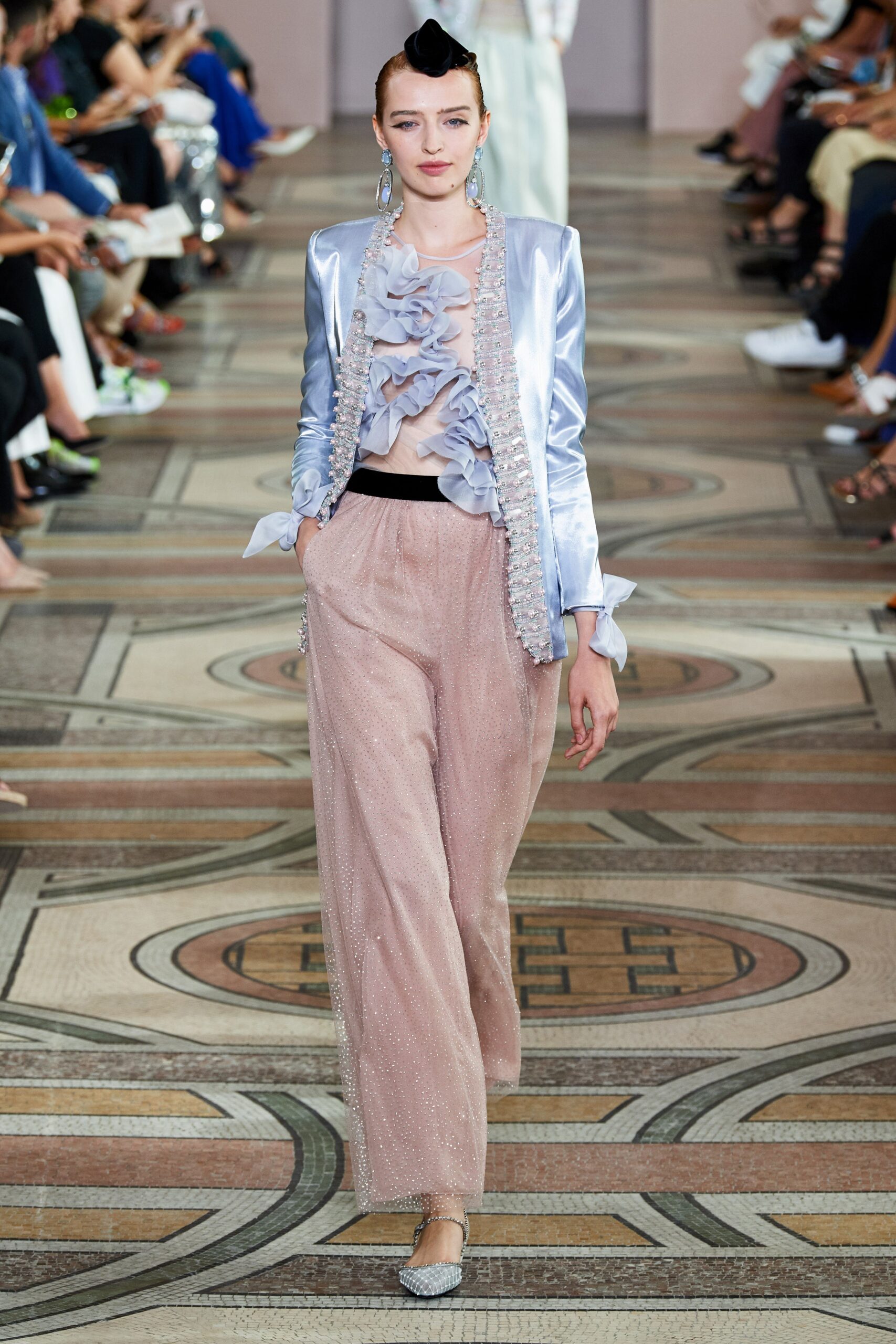 pink silk relaxed wide-leg shiny pants