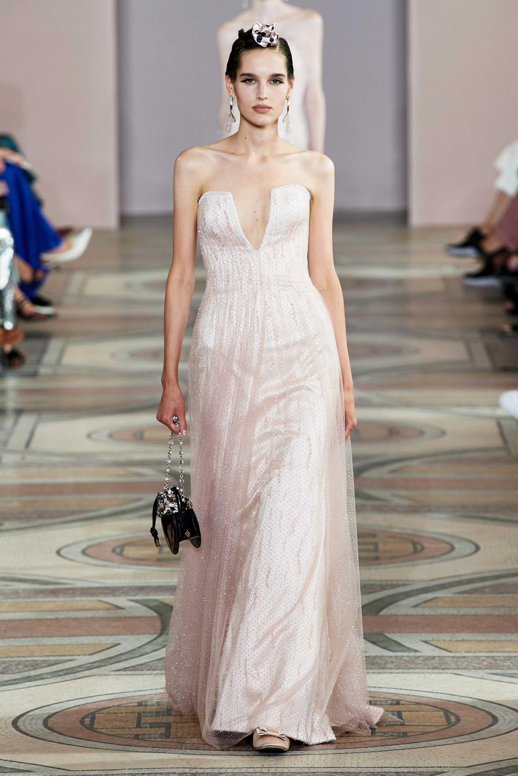 fitted pink silk gown