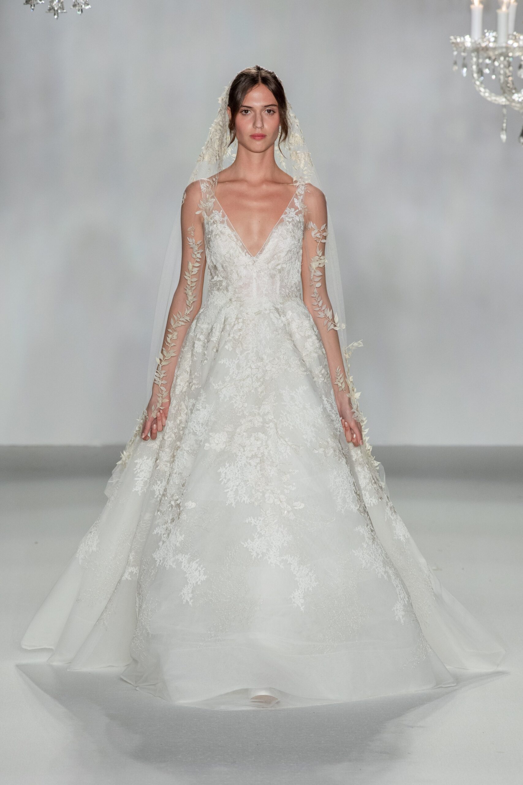 white embroidered lace gown
