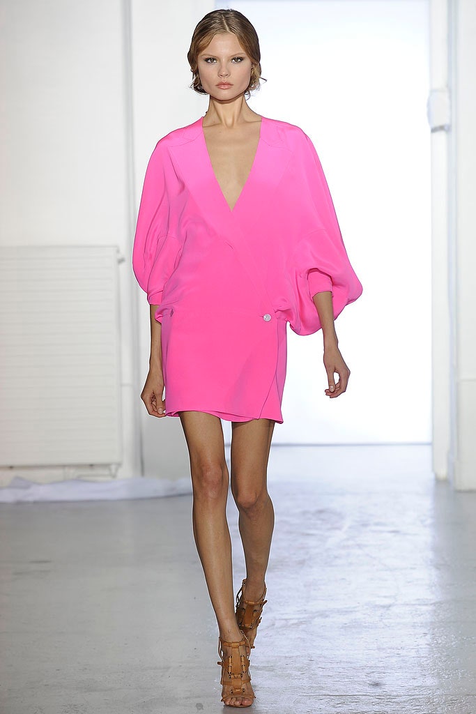 pink silk mini dress