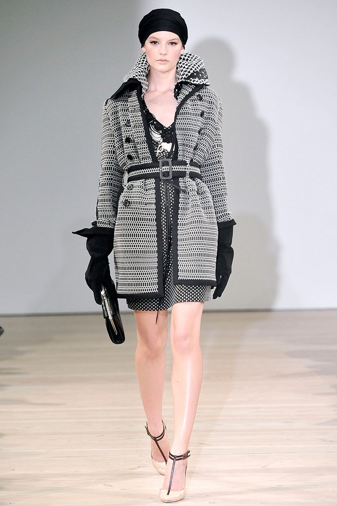 black and white fitted coat