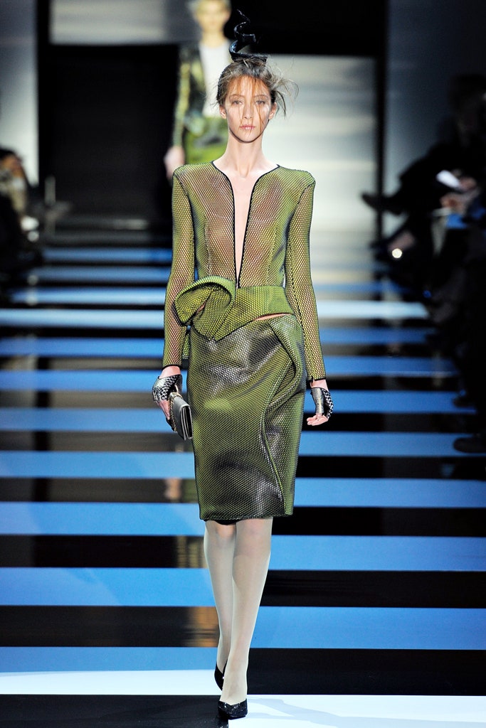 fitted green mesh dress