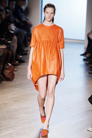 orange leather relaxed dress
