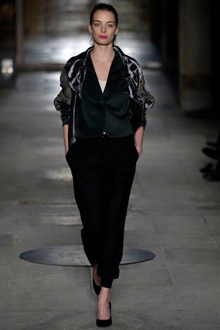 black relaxed jacket and fitted pants