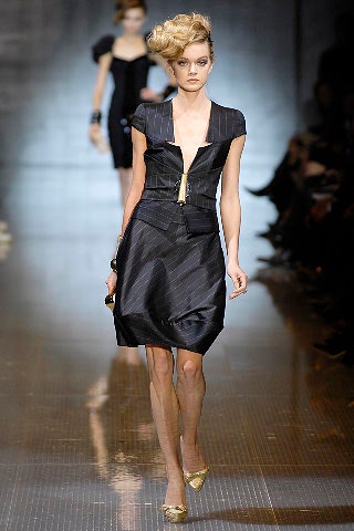fitted black silk mini dress