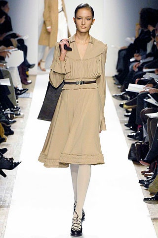 beige fitted long-sleeve dress