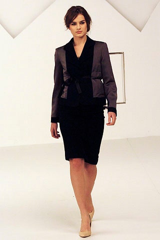 black gray fitted blazer and pencil skirt