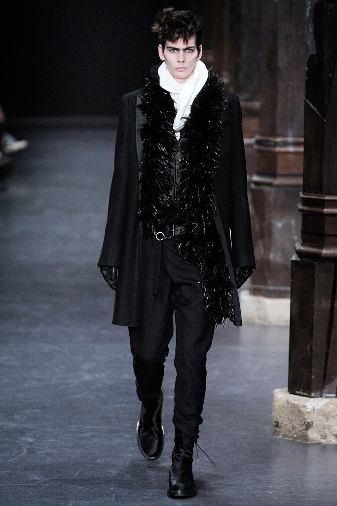 black wool coat with leather shirt