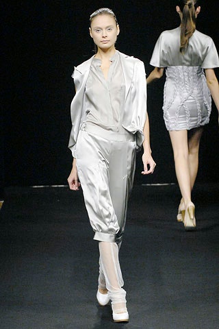 gray silk fitted suit