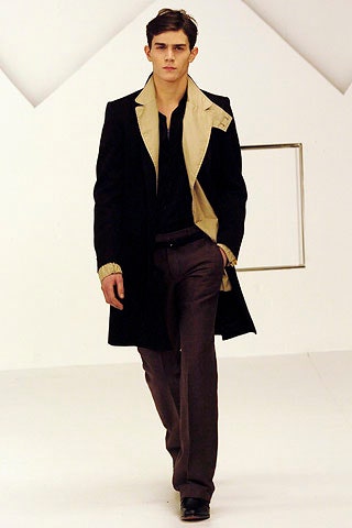tailored black and beige coat