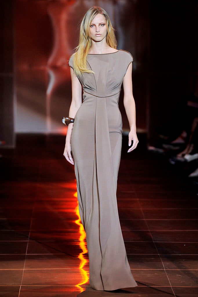 beige silk fitted gown