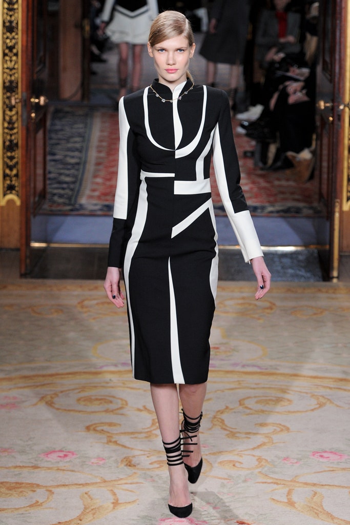 fitted black and white midi dress