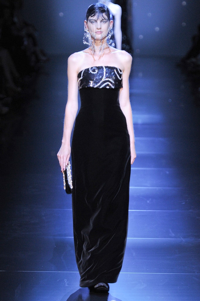 black velvet strapless gown