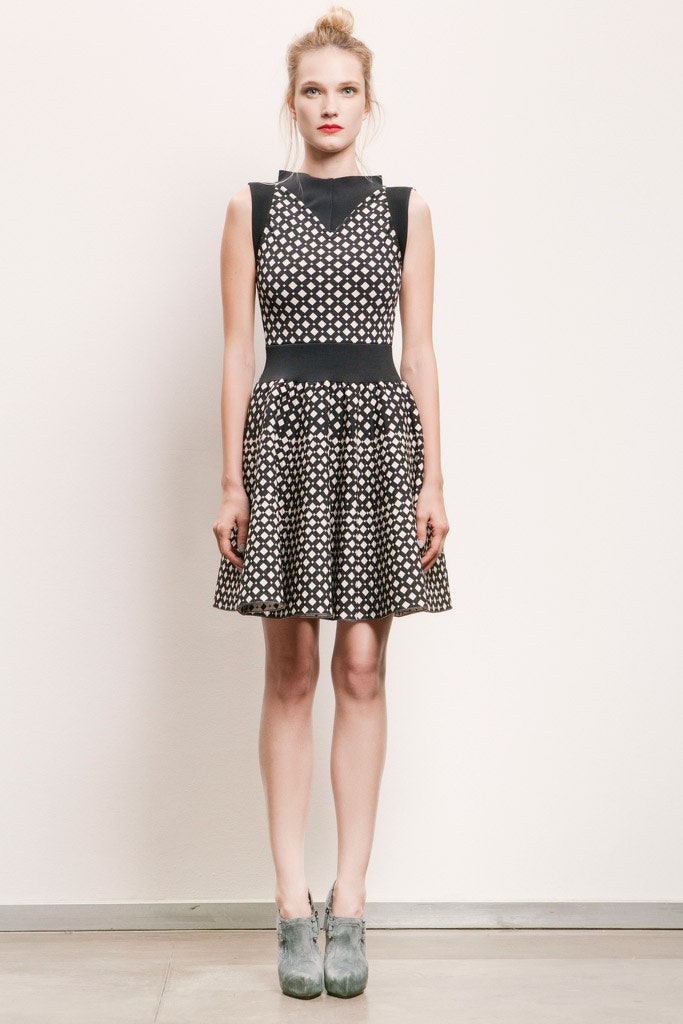 black and white printed dress