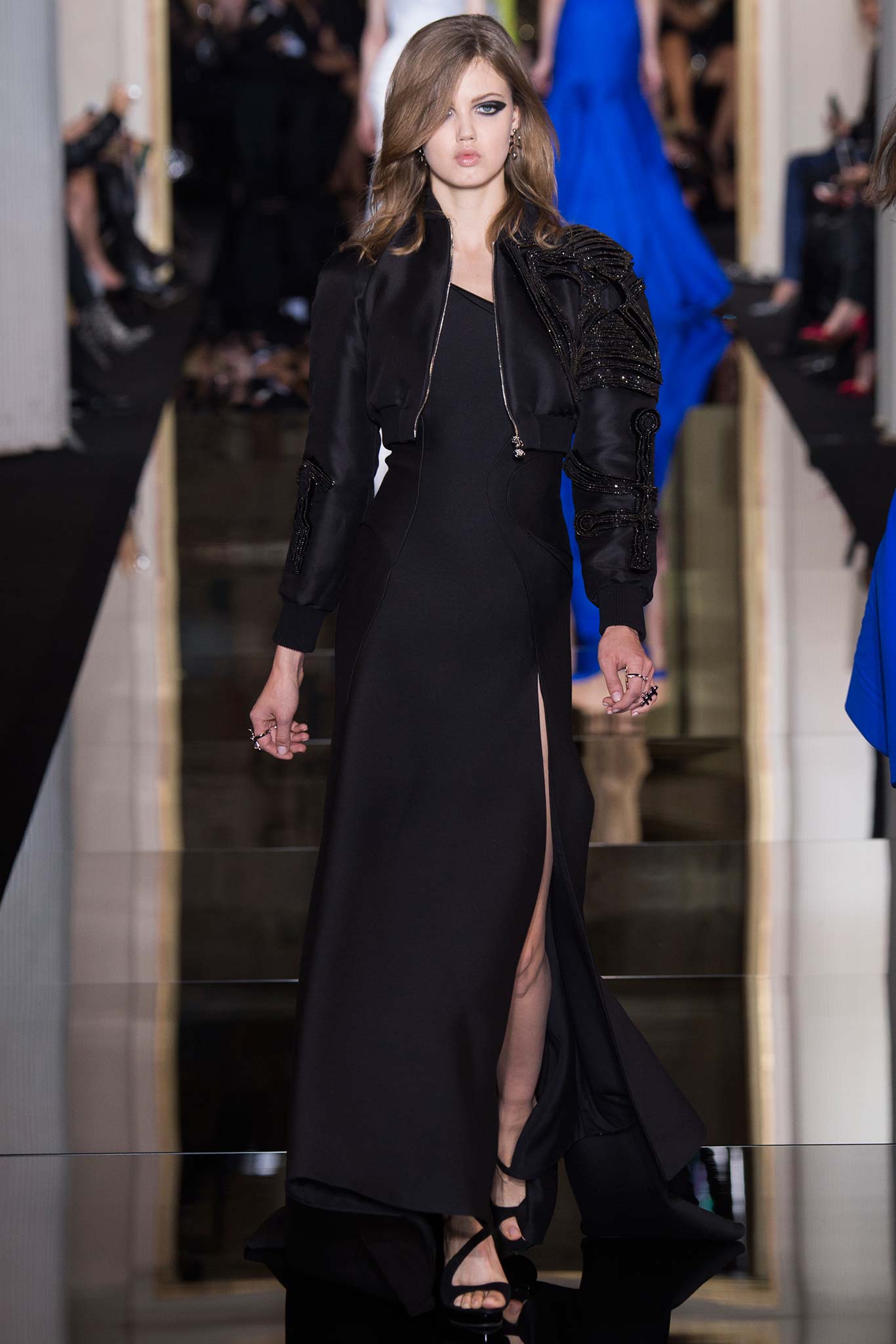 black silk maxi dress with jacket