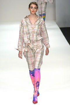 relaxed plaid shirt-dress with printed leggings