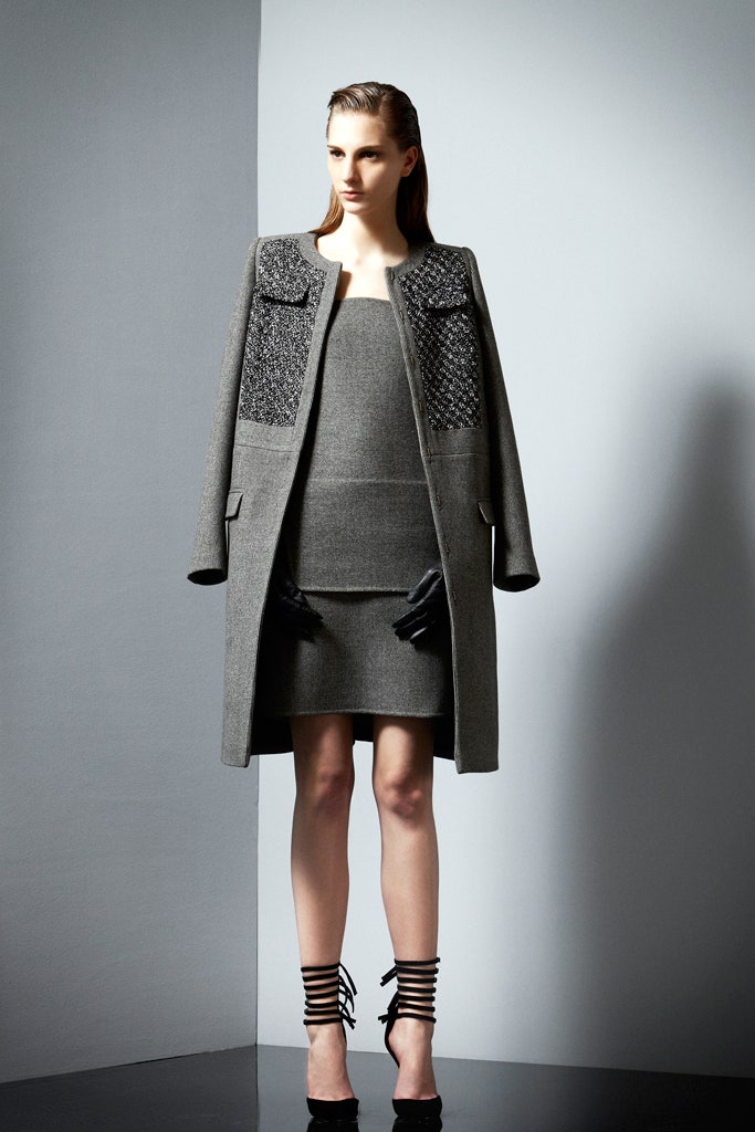 gray wool coat and dress