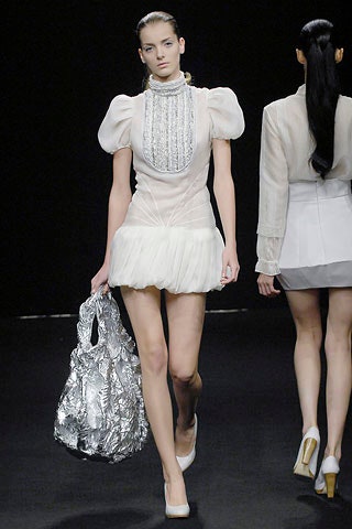 gray metallic embroidered bag