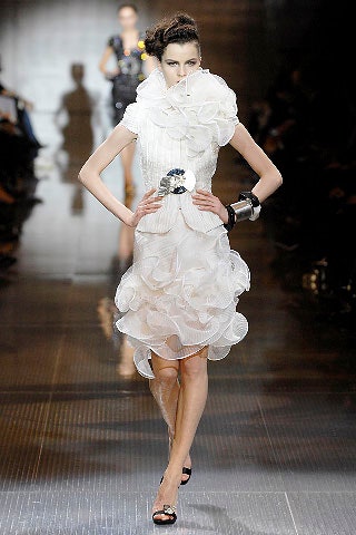 white ruffled mini dress
