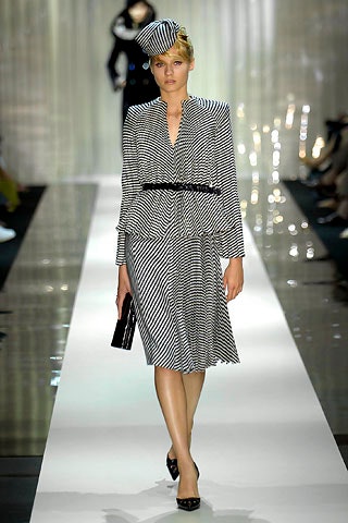 black and white striped midi dress