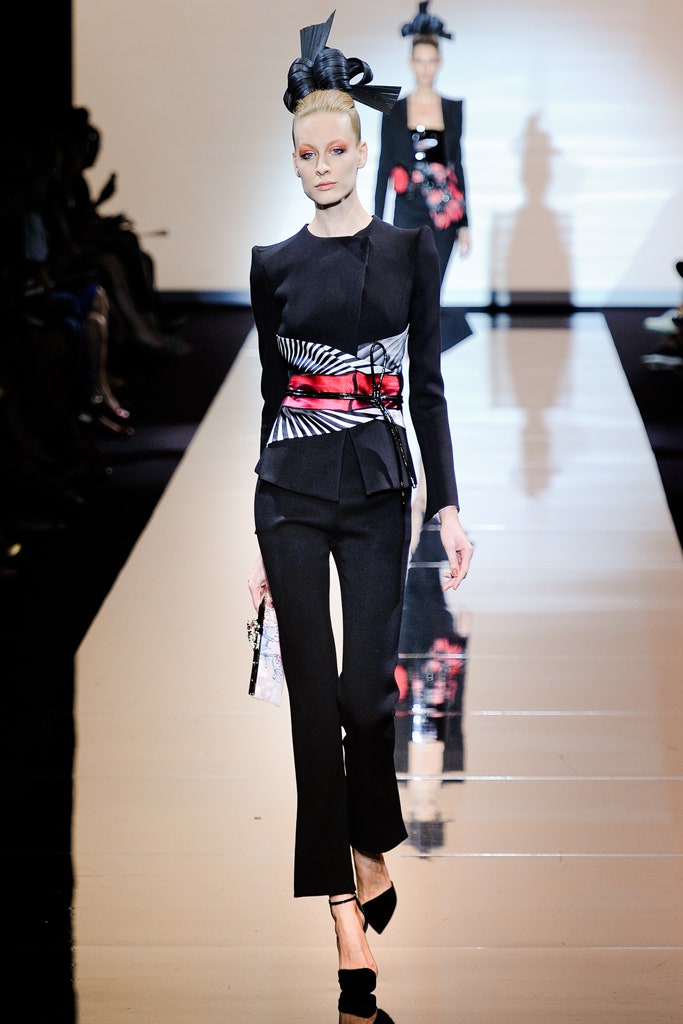black silk long-sleeve collared tailored zippered buttoned suit
