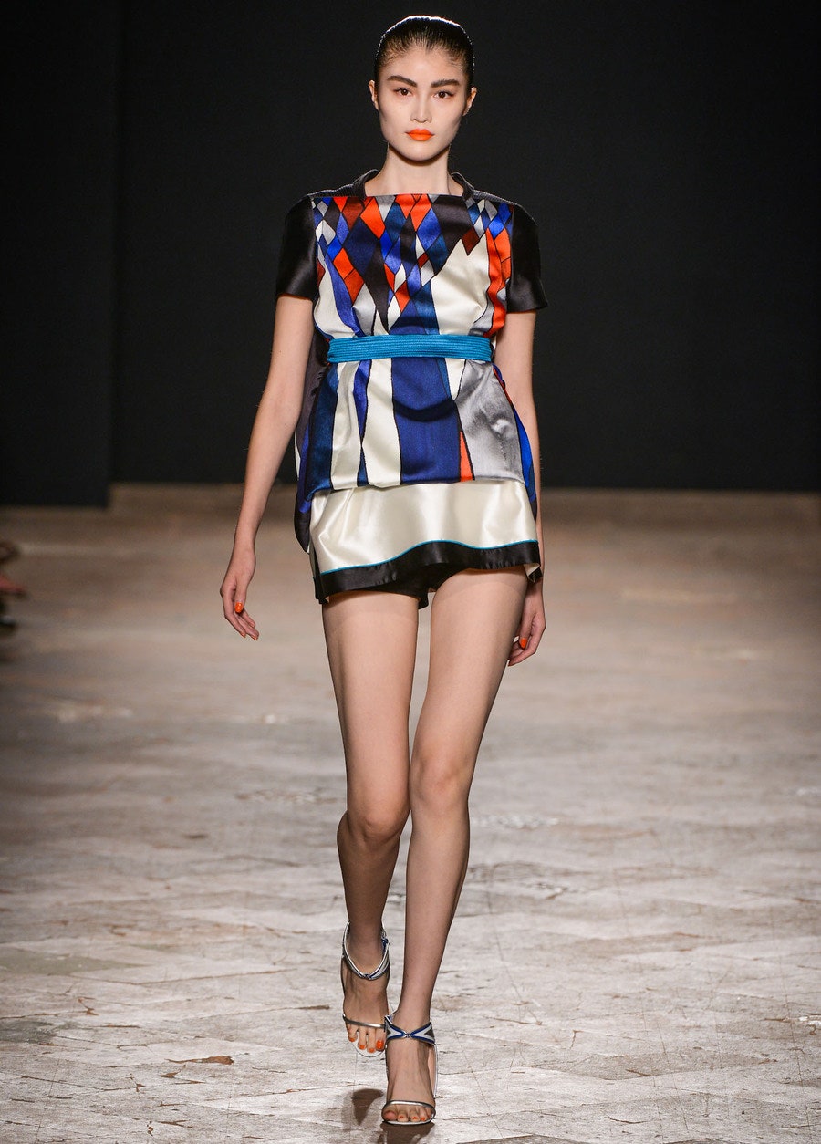 color-blocked mini dress