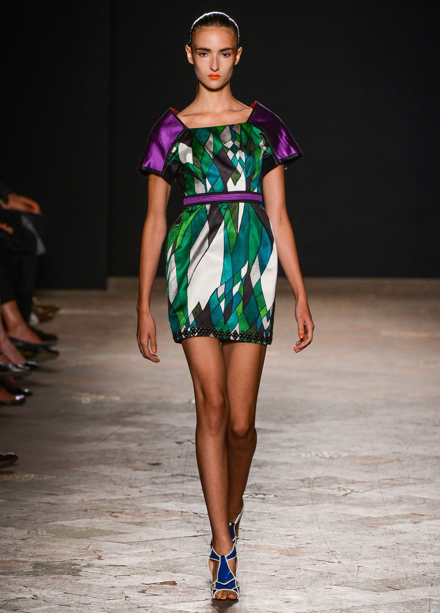 fitted mini dress with printed design