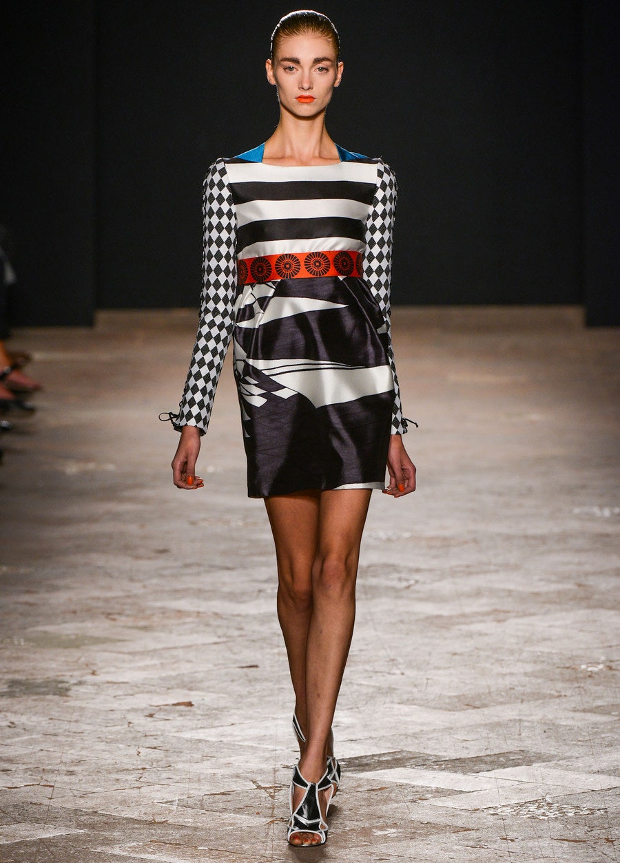 fitted mini dress with checked pattern