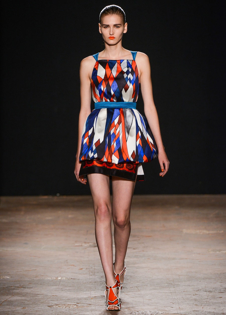 color-blocked silk mini dress