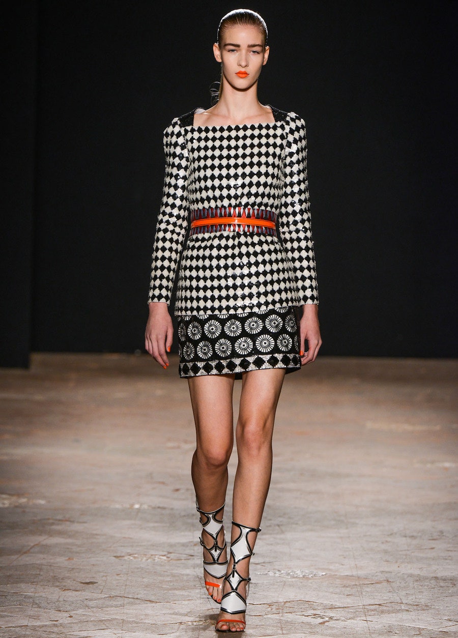 black and white checked mini dress