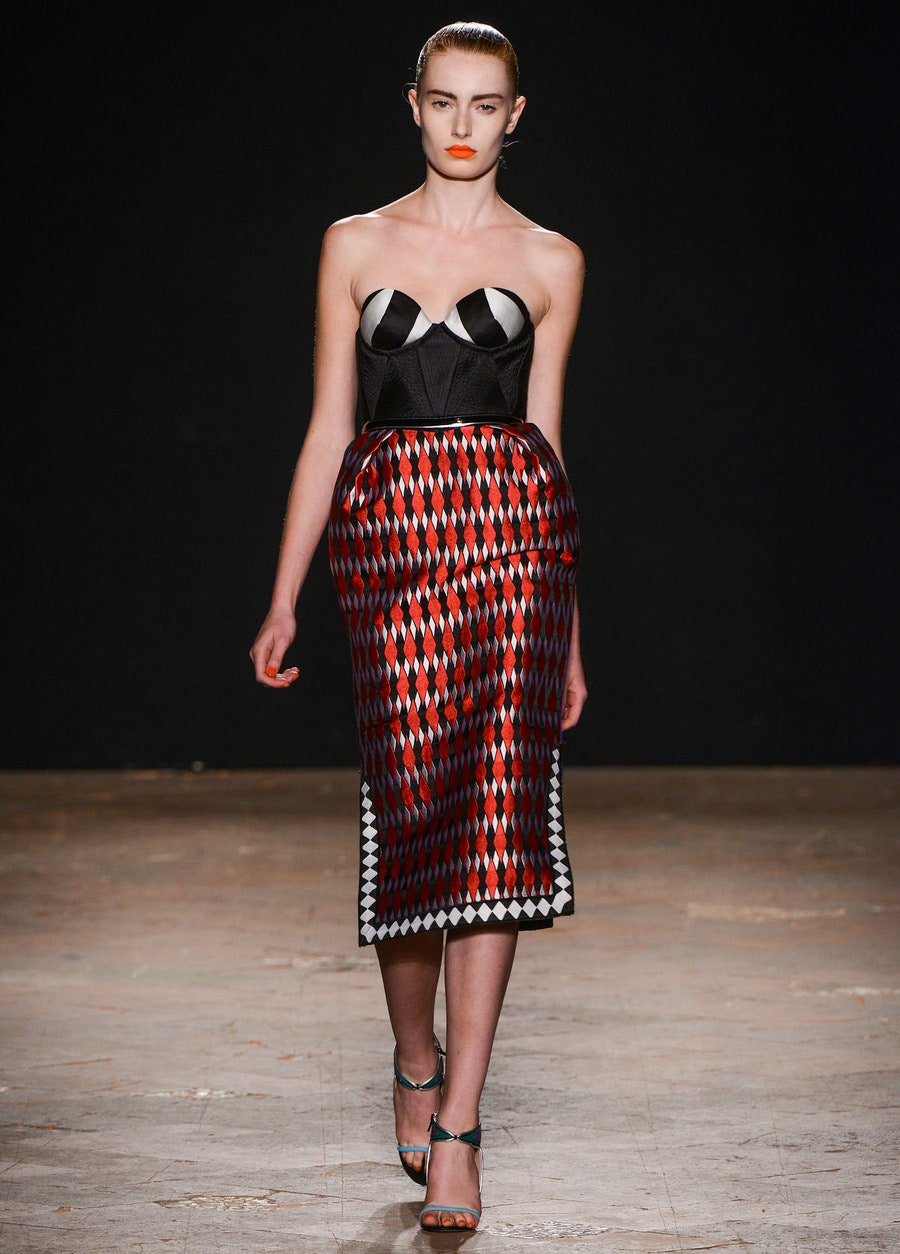 black and red strapless midi dress