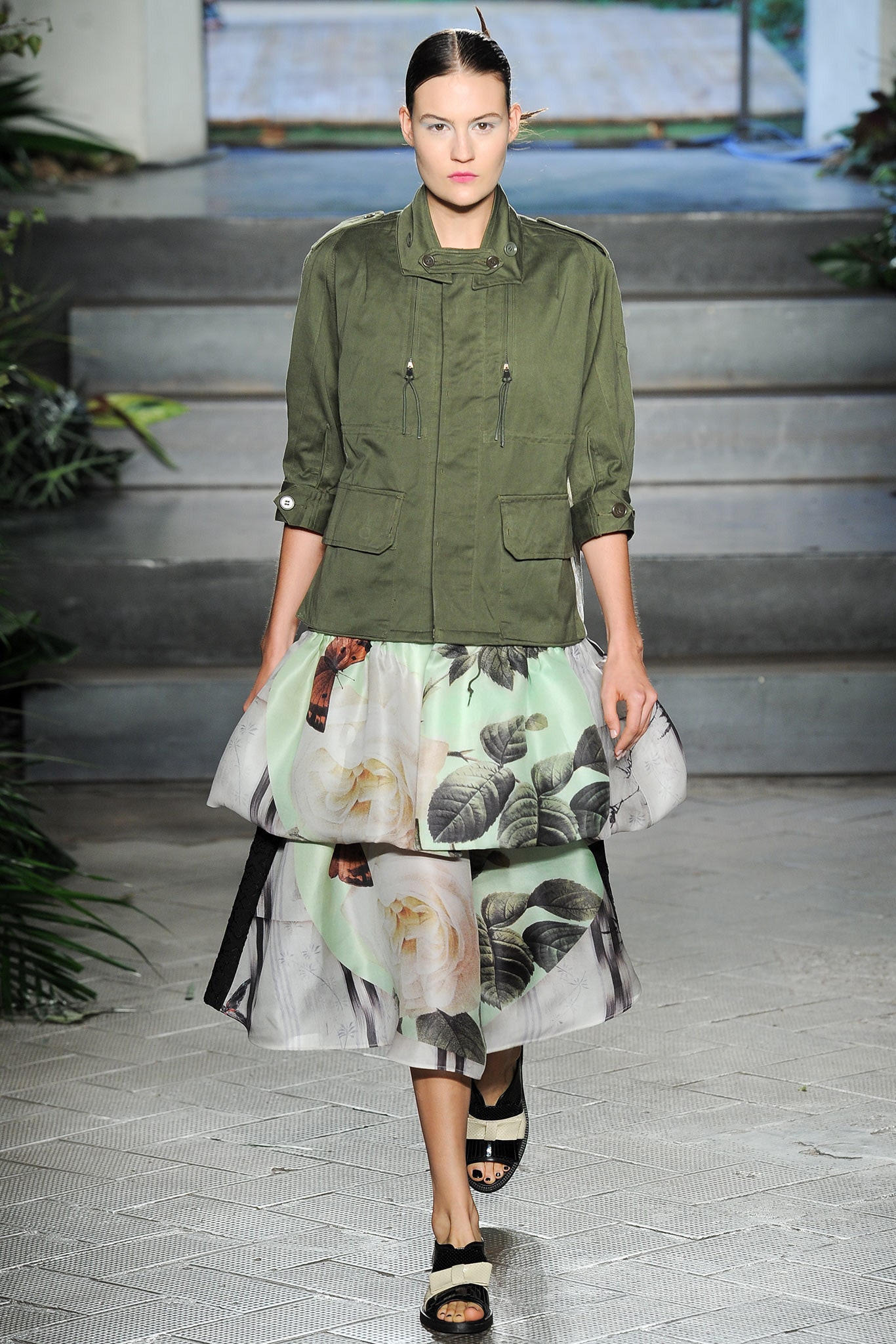 multi chiffon fitted tiered midi skirt