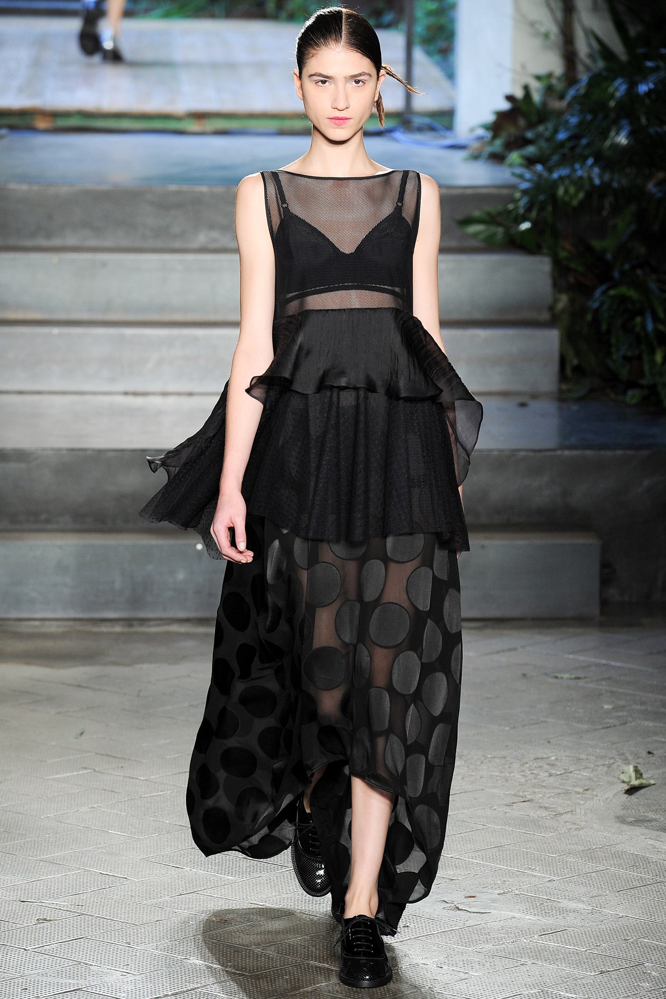 black sheer layered dress