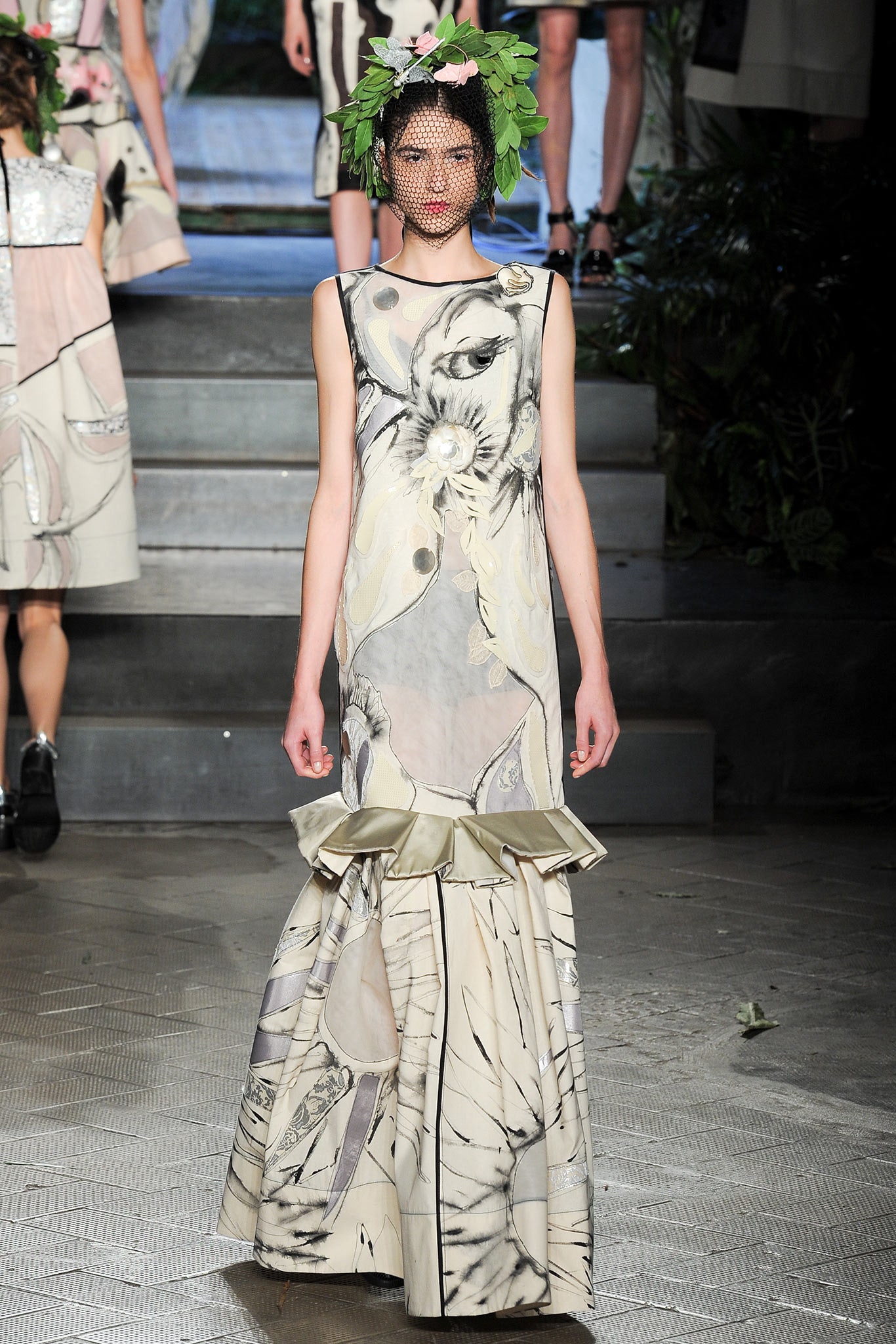 beige gray silk sleeveless dress