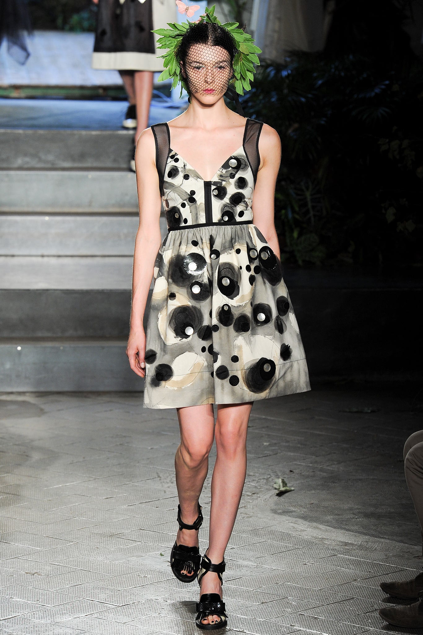 black and white printed dress