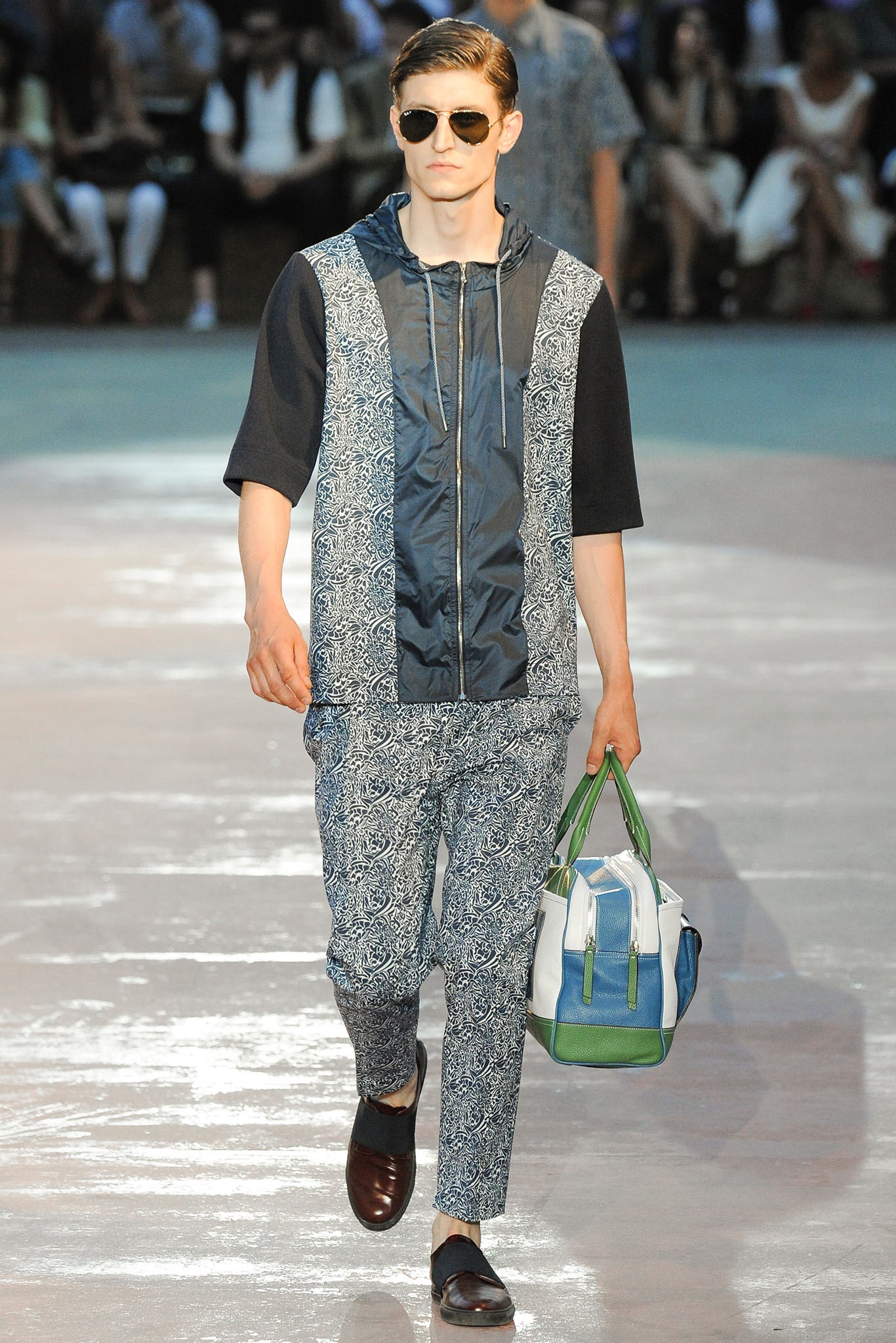 blue printed jacket and pants