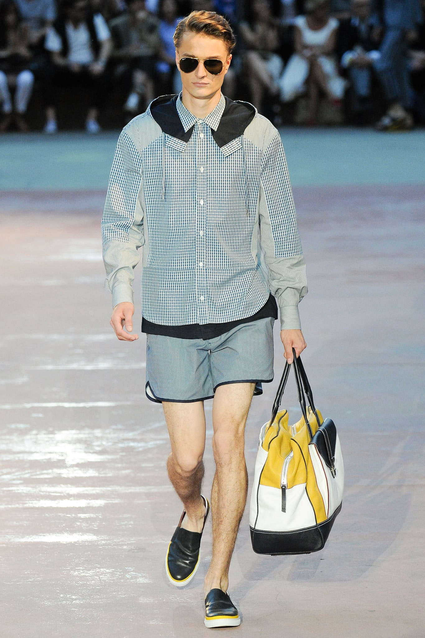 relaxed checkered shirt with shorts