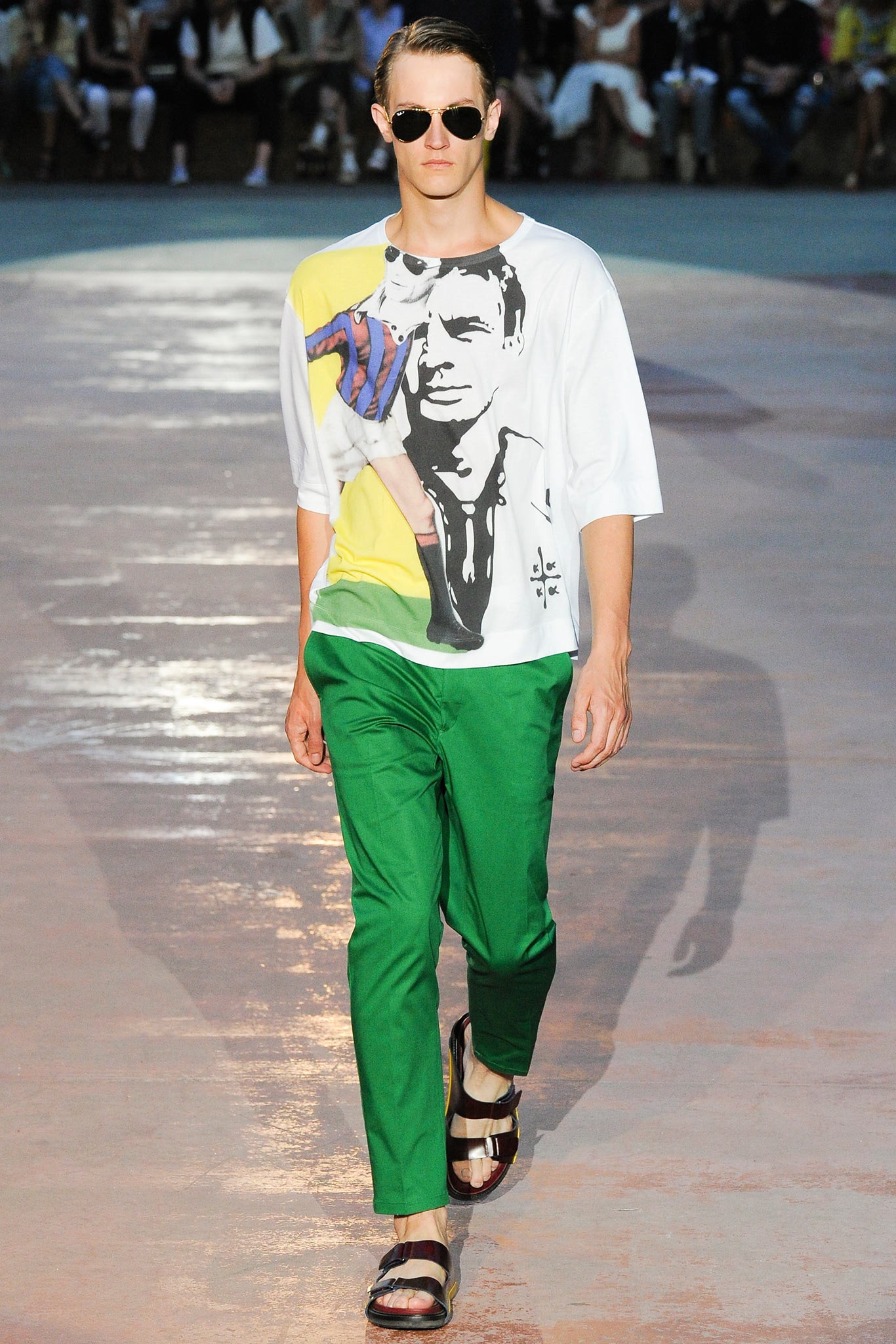 green slim straight-leg pants