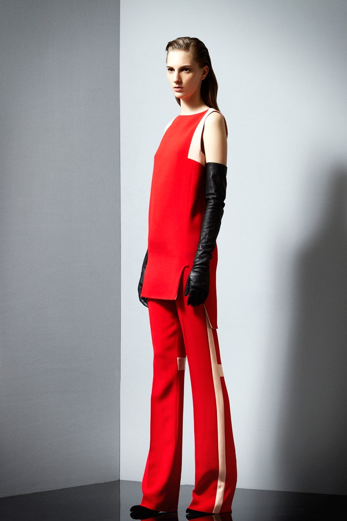 red fitted top and pants