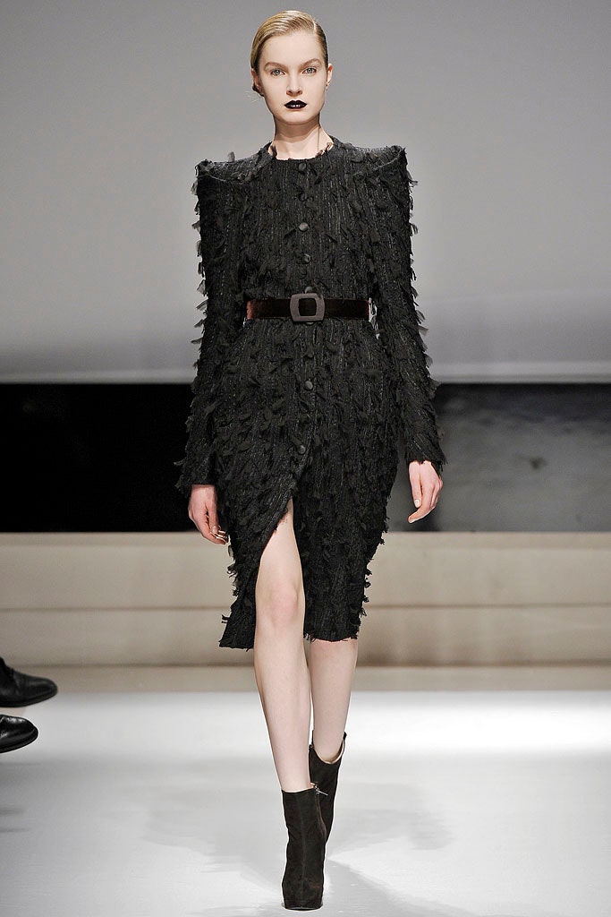 black ruffled midi dress