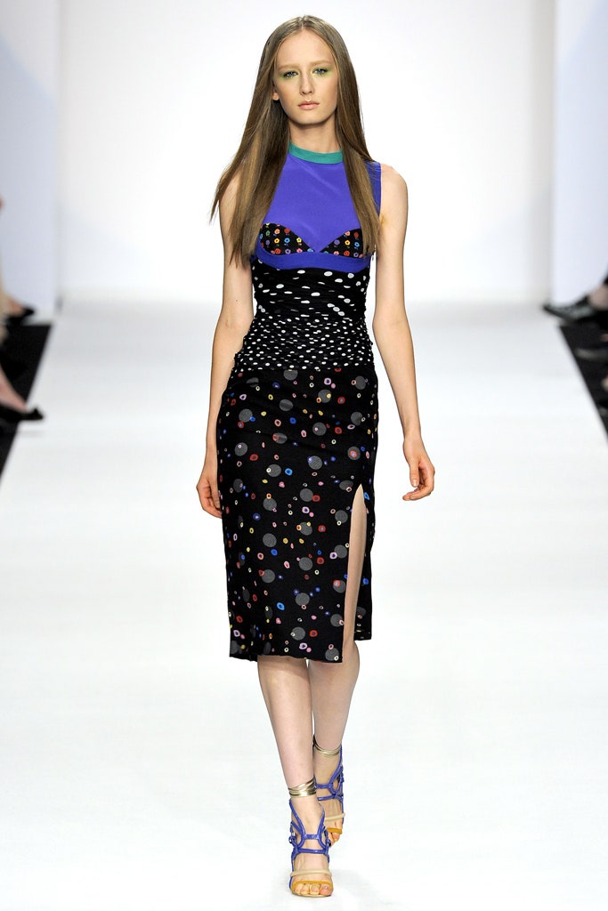 fitted black midi dress with prints