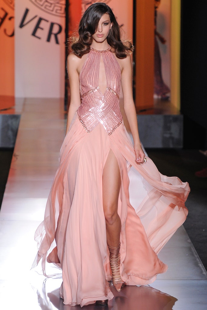 pink silk sleeveless gown