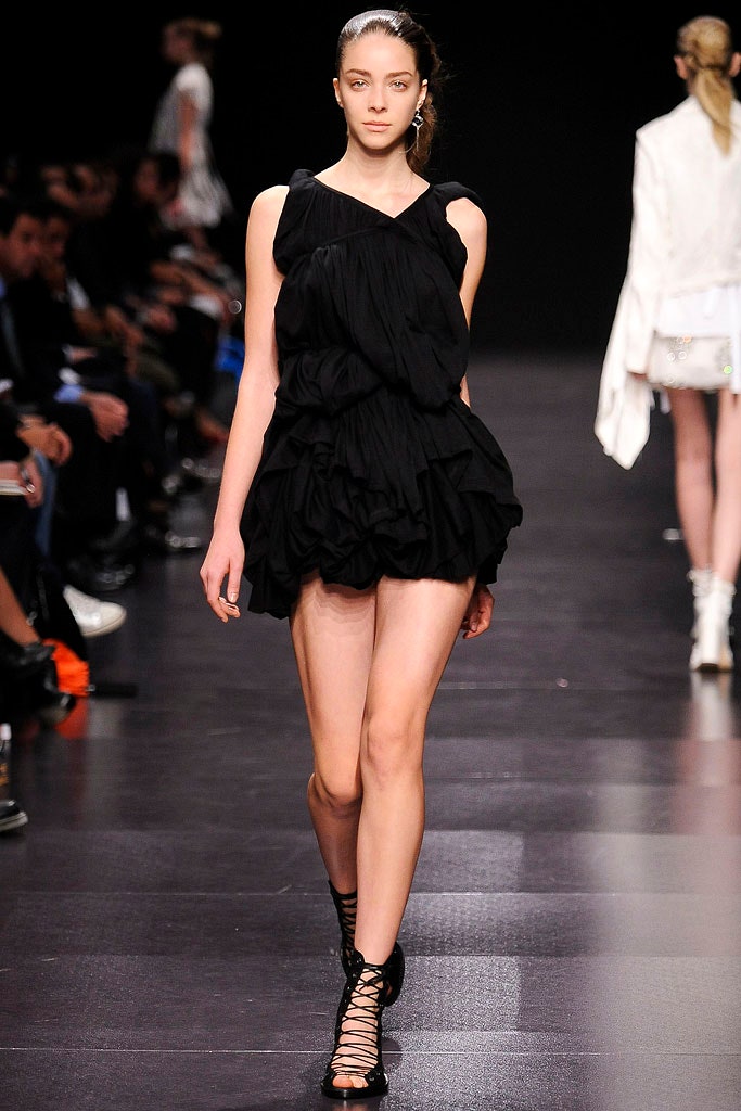 black ruffled mini dress