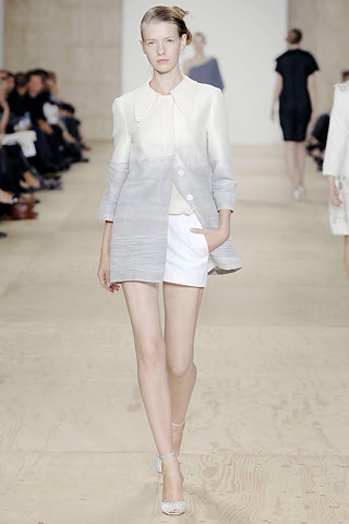 white gray fitted blazer with shorts