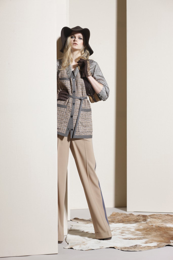 beige tweed tailored blazer