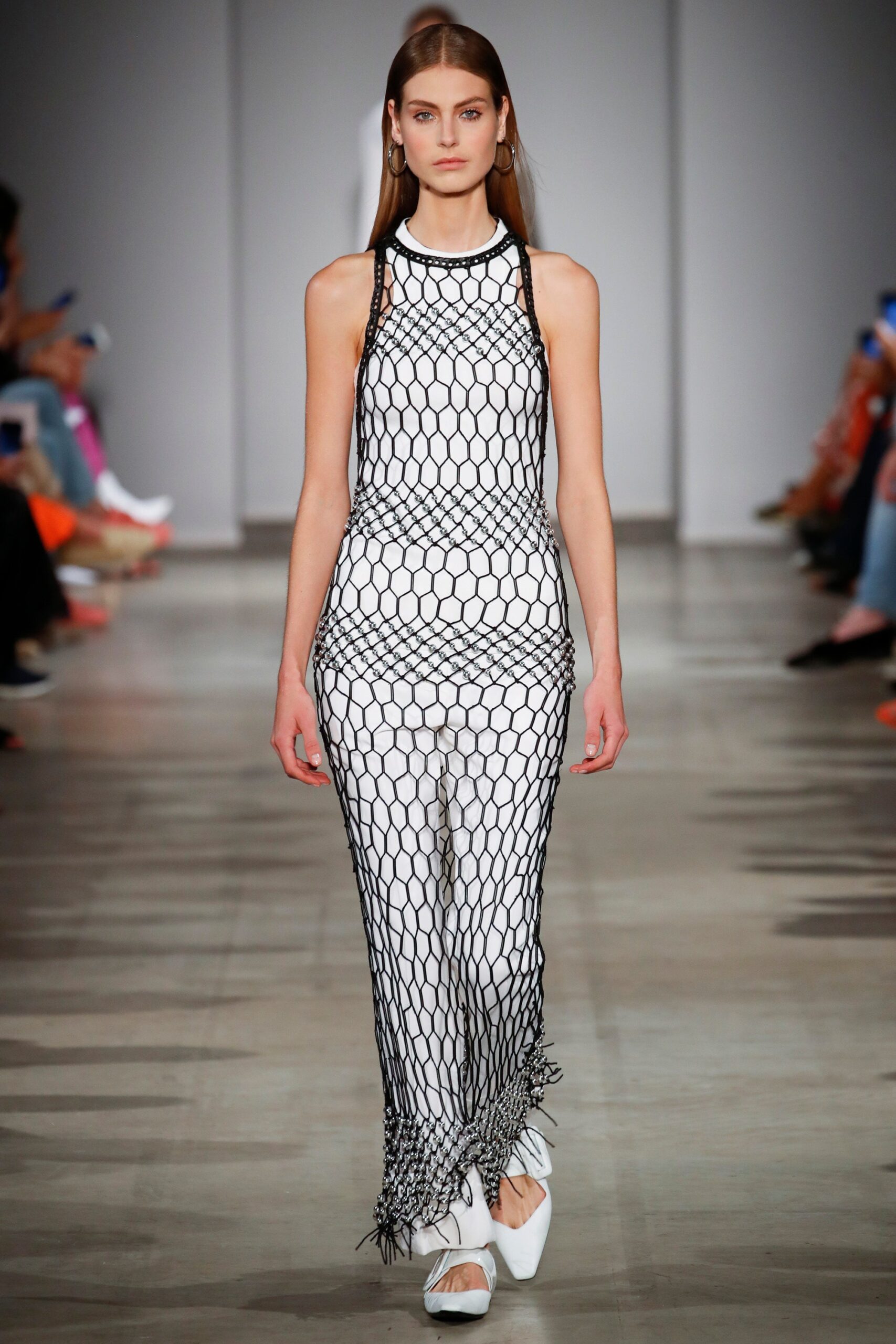 white and black mesh dress