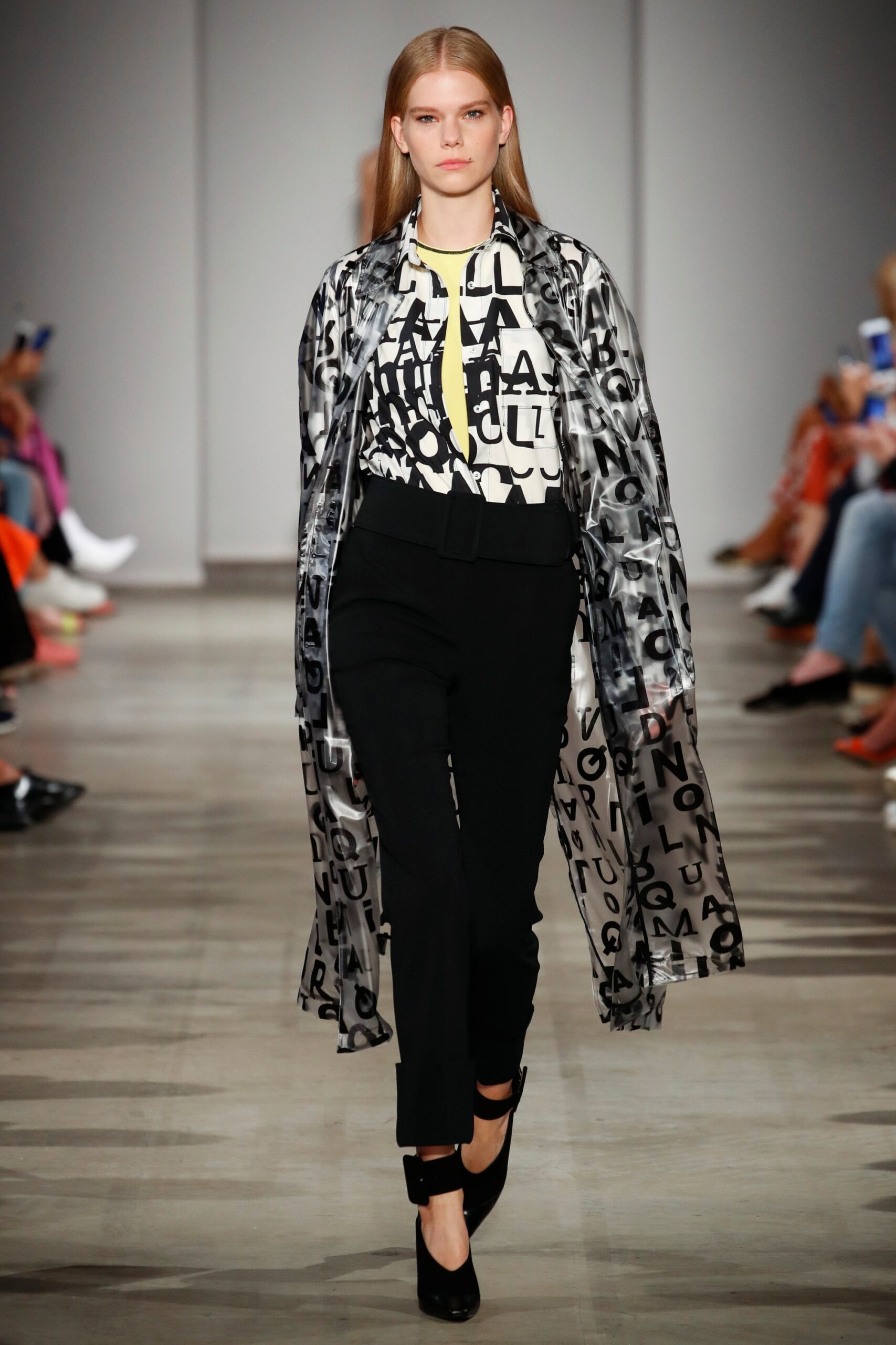 black and white printed coat