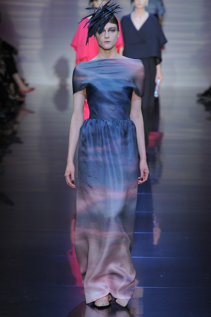 blue and pink flowing gown