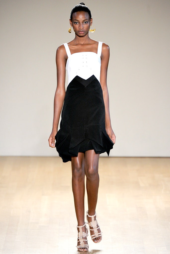 black and white fitted mini dress