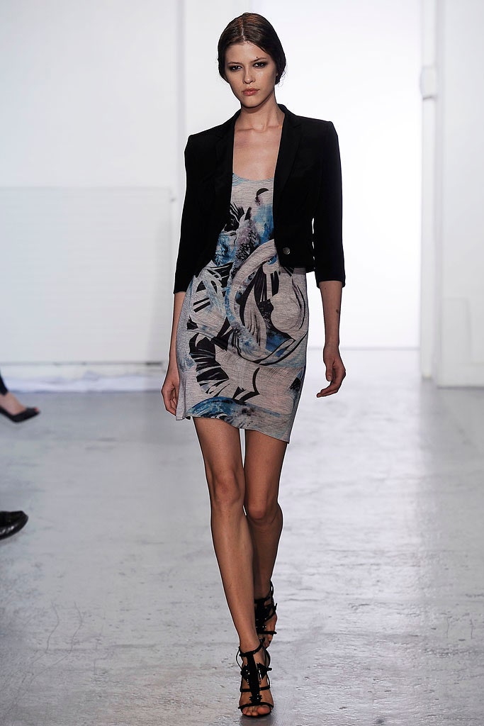 fitted mini dress with tailored jacket